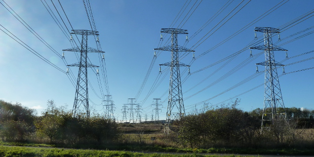 Electrical grid near Blyth, UK. Photo by Narec DE