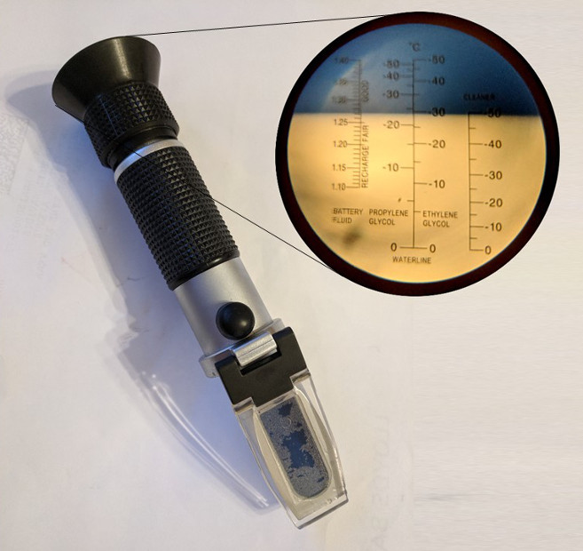 Refractometer calibrated for propylene glycol